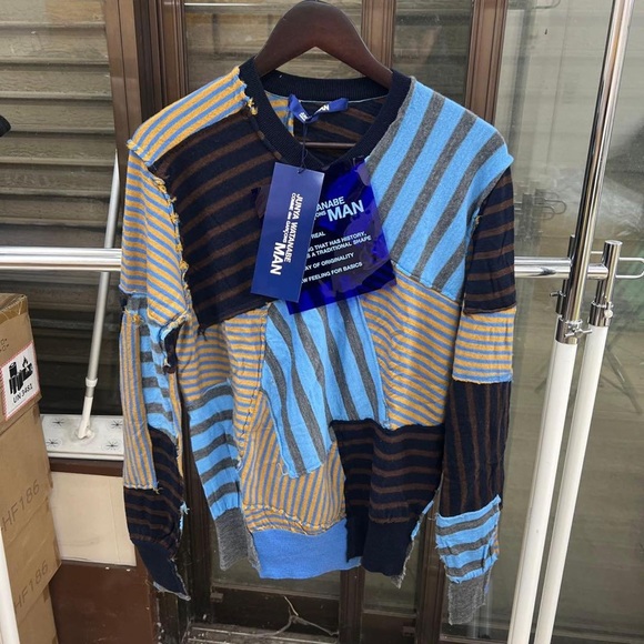 Junya Watanabe Other - Junya Watanabe Blue and Brown Striped Crewneck Sweater Size M